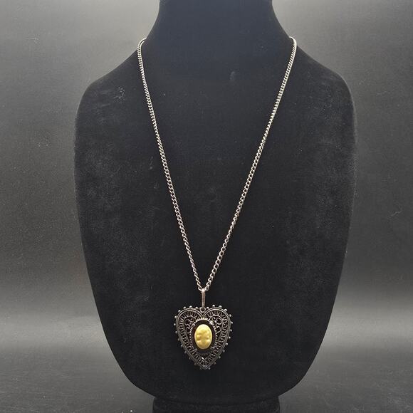 Orlov Cameo Pendant Necklace Silver Tone Filigree - Picture 5 of 8